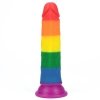 Kolorowe dildo na przyssawce tęczowe lgbt 17,5 cm